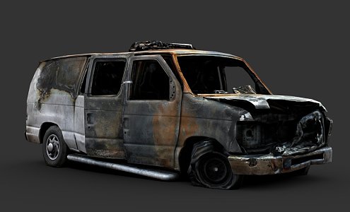 Burned Economy Van 3d model