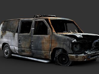 Burned Economy Van 3d model