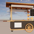 Wooden Mobile Food Cart With Menu Board And Spoked Wheels For Outdoor Vending