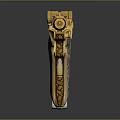 Golden Pistol With Intricate Engraved Patterns And Single Bullet 3d model