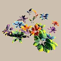 Assorted Indoor Plant Combination With Colorful Green Purple Blue Orange Leaves And Various Shapes