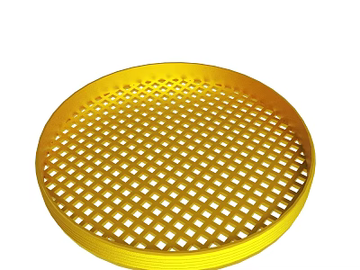 Golden Round Grid Design Tray With Woven Surface For Kitchen Use 3d model