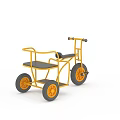 Yellow Tricycle With Seats Handrails And Sturdy Wheels For Kids Outdoor Use
