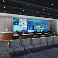 Modern Monitoring Room With Multiple Screens Control Desks And Real Time Data Displays