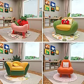 Kids Fruit Shaped Single Sofa with Cute Expressions in Children Room