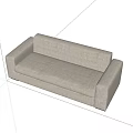 Modern Light Gray Upholstered Sofa Against Light Textured Wall On Marble Floor 3d model