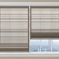 Elegant Linen Roman Blinds Double Layer Design With Window And City View
