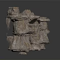 Realistic Natural Rock Formation Scene Component With Stalactites Stalagmites And Textured Details