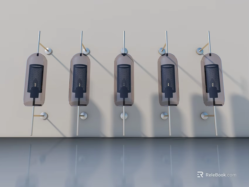 Modern Hinged Doors With Sleek Black Panels And Metal Mounting Hardware 3d model