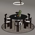 French retro style dining table and chair combination 3d model