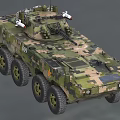 Camouflage Military Armored Functional Vehicle With Multi Wheel Design Number Insignia And Weaponry