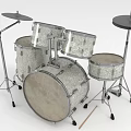 Complete Drum Set with Multiple Drums Cymbals and Metal Stands Featuring Sparkling Surface and Drumsticks 3d model