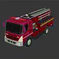 Red Fire Truck With Extendable Ladder And White Front Accents Design 3d model