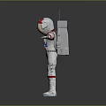 White Astronaut Spacesuit With Red Stripes Helmet And Backpack Design Elements