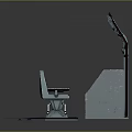 Metallic Industrial Control Panel Station With Chair Display Screens Buttons And Pipes