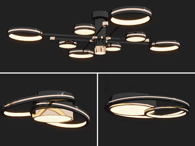 Modern Multi Light Circular Lighting Combination With Sleek Metal Frame And Soft Glow 3d model