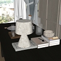 Modern Table Ornaments Books Table Lamp Wine Incense Plate 3d model