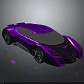 Futuristic Purple Sports Car With Sleek Body And Reflective Surface Design Elements
