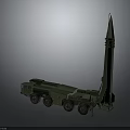 Green Military Missile Launch Vehicle With Vertical Missile And Eight Wheels