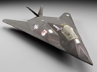 Sleek Dark Stealth Fighter Jet With Military Insignias And Transparent Cockpit 3d model