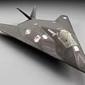 Sleek Dark Stealth Fighter Jet With Military Insignias And Transparent Cockpit