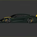 Green Racing Car With Yellow Stripes Sleek Aerodynamic Body And Rear Spoiler