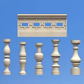 Architectural Stone Balustrade Components With Various Designed Balusters And Decorative Rail