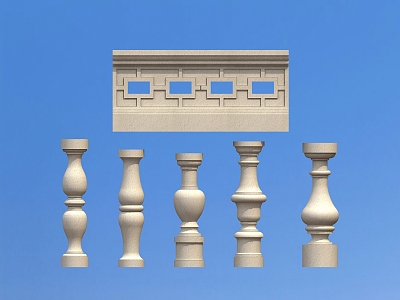 European-style villa railing 3d model