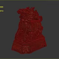 Traditional Chinese Red Qilin Statue With Intricate Carving And Decorative Base