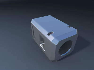 Gray Rectangular Public Facility Structure With Circular Opening And Side Panels 3d model