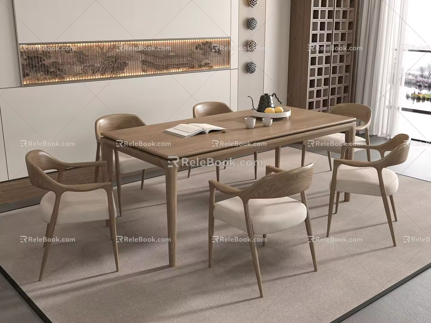 Dining table and chair combination 3d model
