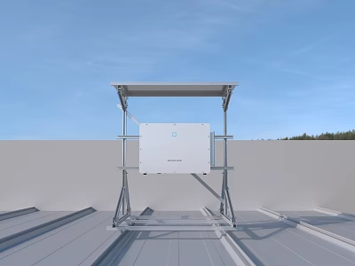 Industrial Solar Energy Equipment With White Enclosure Roof Mounted Metal Frame And Weatherproof Canopy 3d model