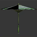 White Canopy Umbrella With Green Decorative Trim And Floral Patterns For Daily Life