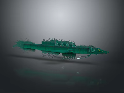 Green Dragon Like Creature Character With Scales Long Body And Glowing Eyes 3D Render 3d model