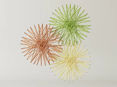 Modern Woven Radial Wall Decor in Orange Green and Yellow Colors 3d model