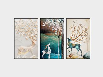 Modern Animal Painting Decorative Painting 3d model