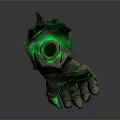 Biological Organ Structure With Soft Hair And Green Glowing Cracked Surface Design