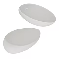 Two Modern Oval Countertop Washbasins With Iridescent And Gray Finishes