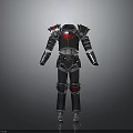 Medieval Knight Armor With Shiny Metal Chest Plate And Red Emblem