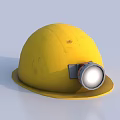 Yellow Safety Hard Hat Featuring Attached Headlamp For Construction Worksite Use 3d model