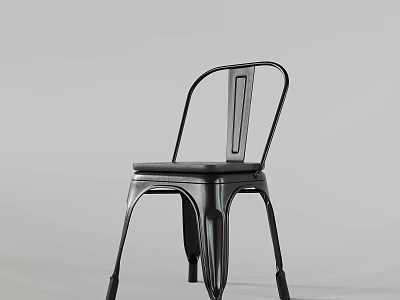 Modern Black Metal Leisure Chair with Curved Backrest and Sturdy Legs Design 3d model