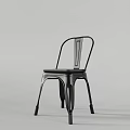 Modern Black Metal Leisure Chair with Curved Backrest and Sturdy Legs Design