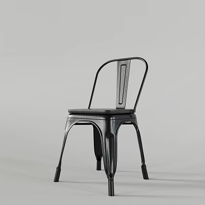 Modern Black Metal Leisure Chair with Curved Backrest and Sturdy Legs Design 3d model