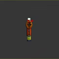 Orange And Yellow Toy Gun With Blue Button Red Parts Flying Red Projectiles From Muzzle