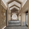 New Chinese Hall Reception Hall Reception Desk 3d model