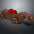 Wooden Electric Toy Car With Brown Body Red Seats And Four Wheels For Kids