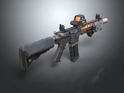 Modern Tactical Assault Rifle With Optic Sight Muzzle Device And Tactical Accessories 3d model