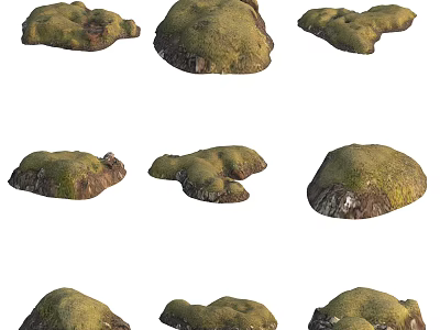 Natural Looking Various Shapes Moss Covered Rockery Stones For Garden Landscape Decoration 3d model