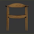 Minimalist Modern Armchair With Wooden Frame Curved Arms And Brown Leather Seat