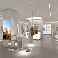 Modern Clothing Store Front With Glass Windows Mannequins Decorative Plants And Displayed Clothes